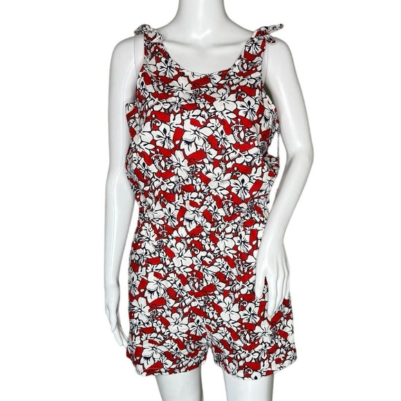 Vineyard Vines x Target Romper‎ Girls XL (14/16) Red Hibiscus Hawaiian Floral - Picture 1 of 8